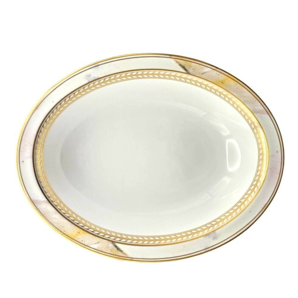 Minton Alabaster Gold Oval Vegetable Bowl 10" Fine Bone China England Vintage